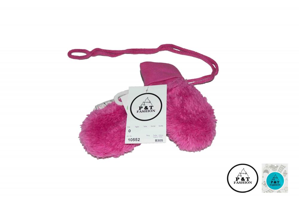 P&T Baby Wanten Teddy - met Koordje - Fuchsia